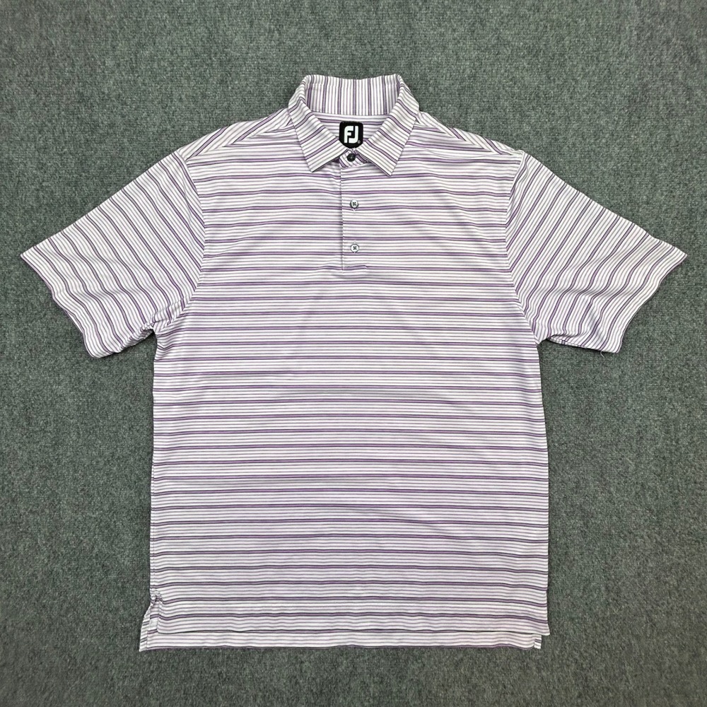 FootJoy Polo Shirt Mens XL Purple Striped‎ Performance Stretch Stonewall Orchard